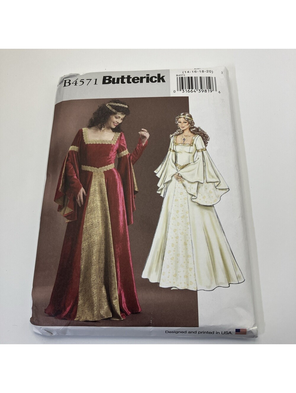 Butterick 4571 Sz 6-20 Renaissance Maiden Medieval Dress Zelda Wedding Pattern